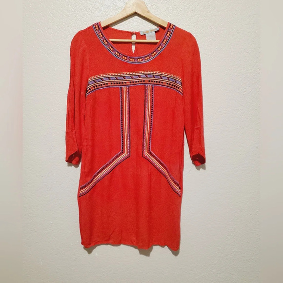 💚5/$26 Flying Tomato Red Embroidered Mini Dress Size Small - Picture 1 of 4